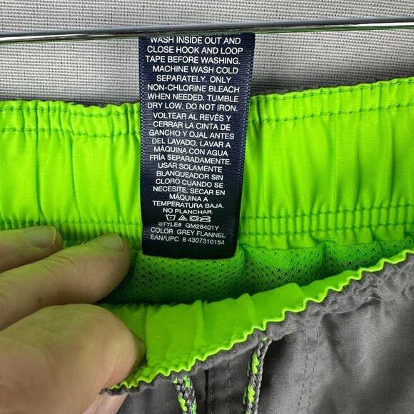 GEORGE MEN'S SWIMMING BOARD SHORTS GRAY AND NEON GREEN DRAWSTRING SIZE XL 40-42 - Picture 9 of 10